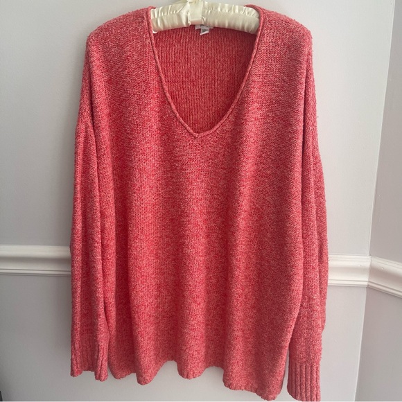 J. Jill Pure Jill Women’s Pink Textured Knit V-Neck Sweater size L - Picture 1 of 5